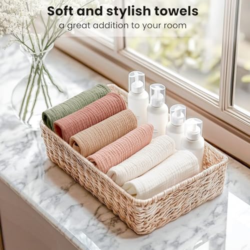 Image of Konssy 6 Pack Face Cloths, 100% Muslin Cotton Wash Cloth for Washing Face | 11 inch x 11 inch Facial Washcloths for Women, Soft & Reusable, for Sensitive Skin, Makeup Remover Cloths for Daily Cleansing