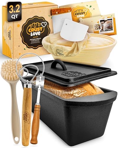 Rectangular Cast Iron Dutch Oven for Bread Baking - incl. Sourdou...