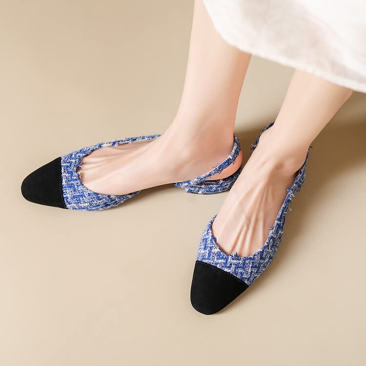 Image of MICIFA slingback flats for women, Round Toe Low heel Sandals Fashion Splicing Dress Shoes for Women