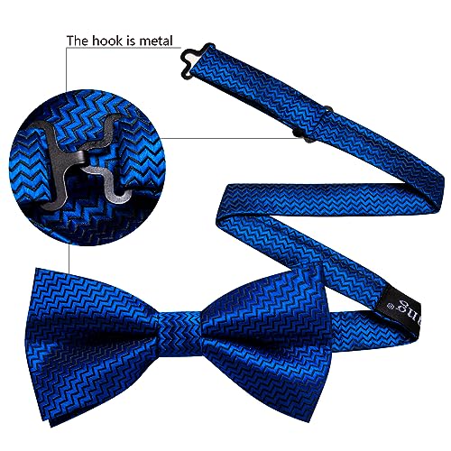 Image of YOHOWA Mens Bow Tie Set Paisley Pre-tied Bowties Adjustable with Handkerchief Cufflinks Gold Ring Set Wedding Prom Party