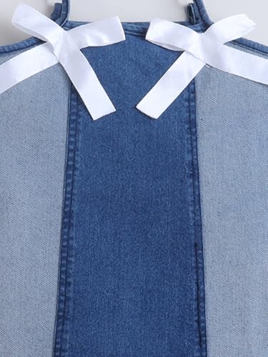 Image of Dresses for Kids Girls, Stylish Knee Length Once Piece Denim Frocks for Girls, Casual Dress for Summer & Birthday Family Gathering & Special Occasion