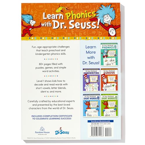 Dr. Seuss Phonics Level 1 Workbook: A Phonics Workbook to Help Kids Ages 4-6 Learn to Read (For Kindergarten and Beyond) (Dr. Seuss Workbooks) - Image 2