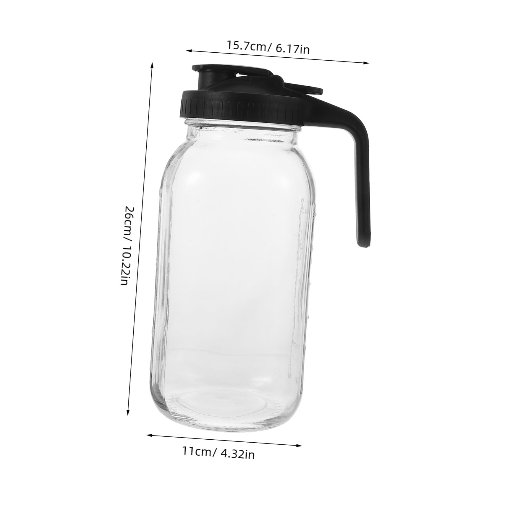 TOYANDONA Jarra de Agua Hogar de 64 Oz con Tapa y Mango, Vidrio y Pp, Capacidad Grande y Diseño Antigoteo para Agua Fría y Jugos en Interiores