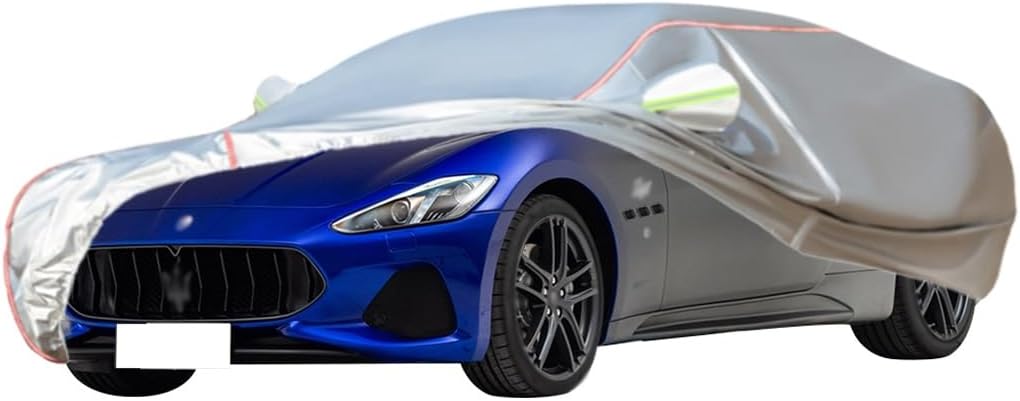 WOLWES Car Cover are Suitable for Maserati GranTurismo Trofeo/Modena/Folgore,Water,Rain,Sun and Snow Resistant Oxford Fabric Car Cover,with Side Door Zip (Color : White, Size : GranTurismo Trofeo)