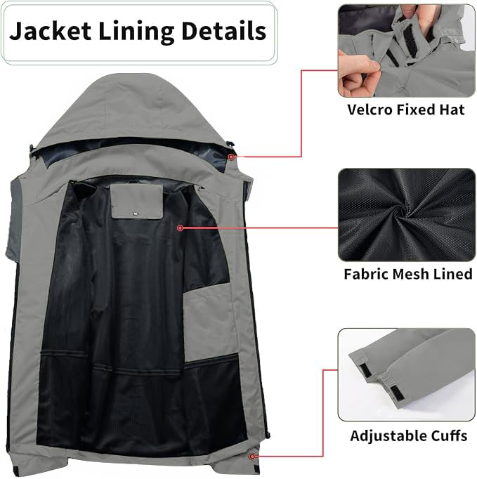 Image of Mens Lightweight Waterproof Jacket Windproof Rain Hooded jackets for Running Hiking Cycling Travel M-7XL