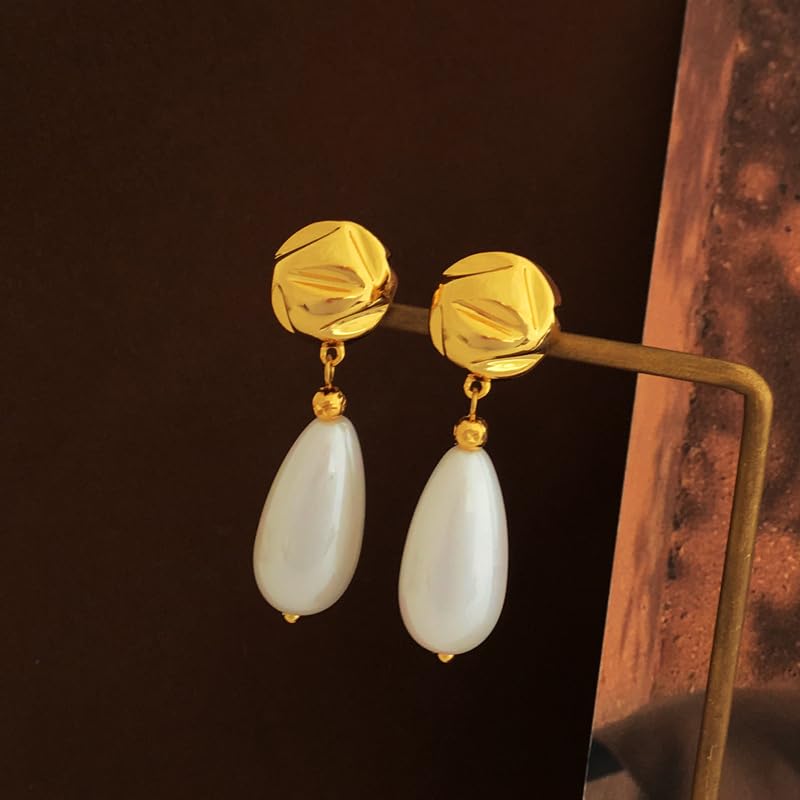 Boucles d'oreilles pendantes perles baroques légères anti-perte grâce aux créoles dormeuses - 4