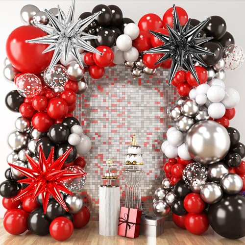 RUBFAC Red and Black Balloon Arch Kit 140pcs