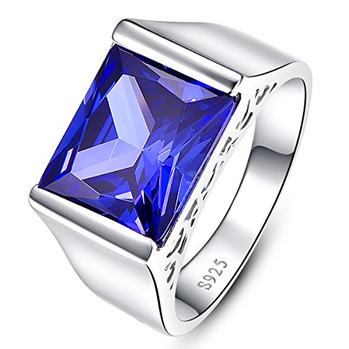 BONLAVIE Bague Homme Tanzanite Anneau en Argent Fin Sterling 925/1000 Pierre Bleue Naturelle Bague de Mariage Bague de Fiançailles Bague d'Amitié Cover