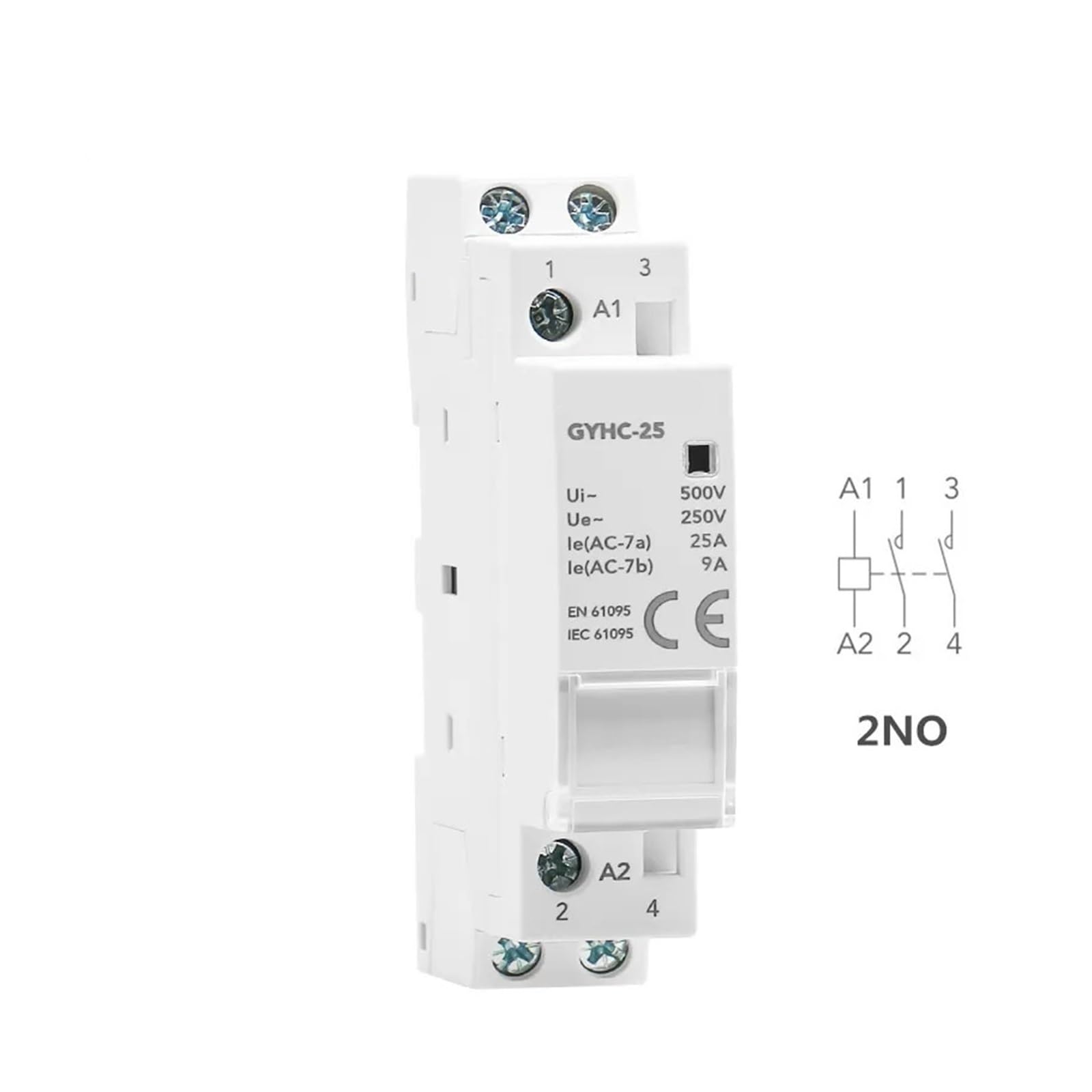 Modulares AC-Schütz 2P 4P 25A 63A 2NO oder 4NO 2NC2NO 220V/230V 50/60HZ DIN-Schiene Haushaltsschütztyp(2P 63A 2NO)