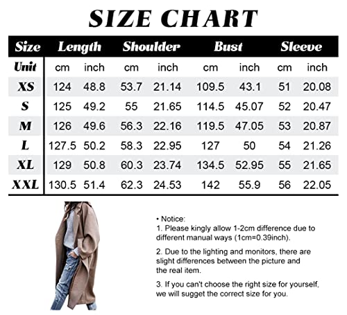 Chartou Women's Oversized Notched Collar Wool Blend Single Breast Midi Long Trench Coat (Medium, Blue) #TOP6