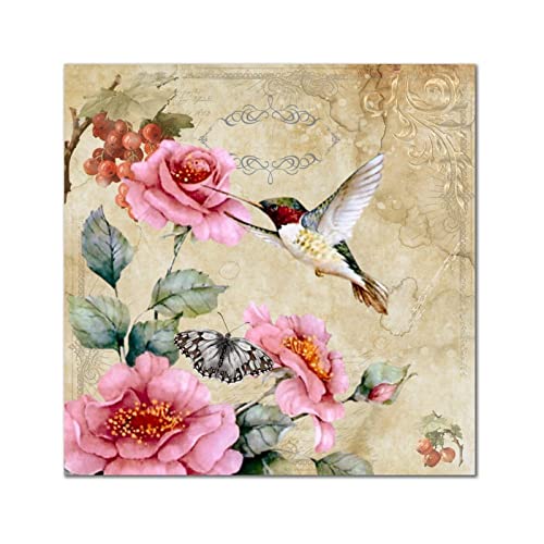 Décoration murale colibri en bois au fini vintage raffiné pour salon élégant