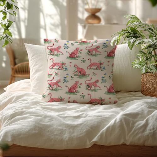 AEREYGBJYJ Pink Leopard Cheetah Print Throw Pillow Covers 18x18 - 5