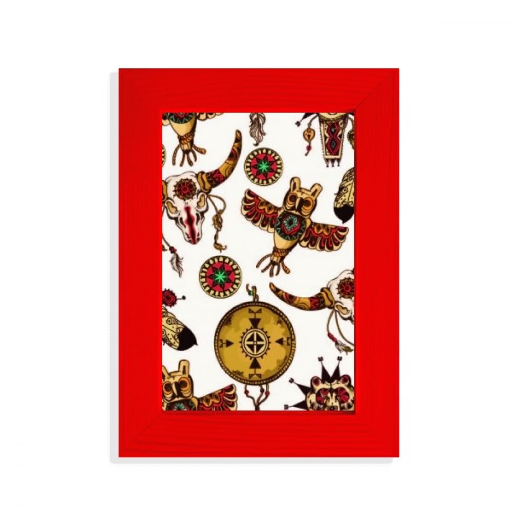 Cadre photo Totem traditionnel indien rouge en bois d'artisanat