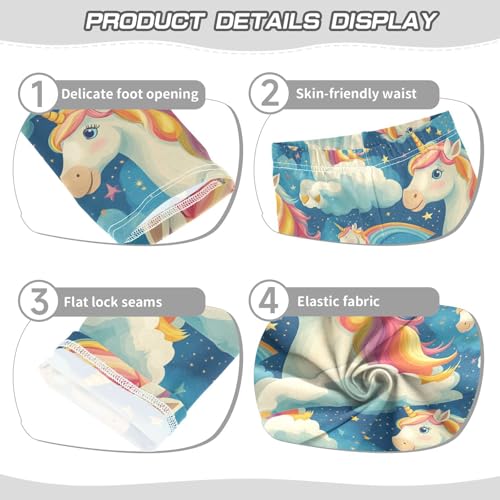 Happy Unicorns Gold Hearts Girls Leggings Kids Yoga Pants Dance Active Tights 4T3