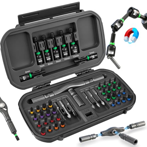 Image of 46 in 1 Magnetic Ratchet Screwdriver Set, Multi-Bit Screwdriver Kit, Nut Driver Set, Detachable Ratchet Handle with Storage Case, Repair Tool Kit for Furniture, Computer, Bicycle