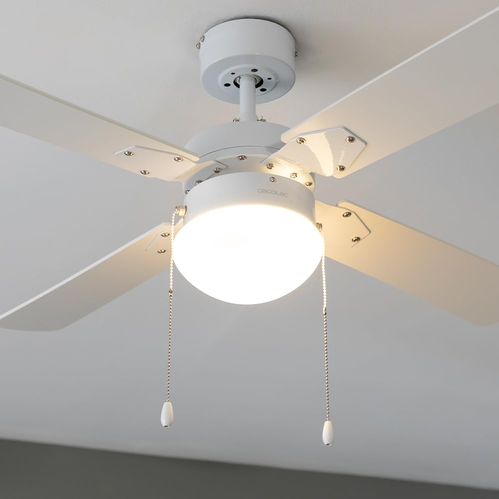 Cecotec - Ventilateur de Plafond avec Lumière EnergySilence Aero 450 FullWhite - 50 W, Diamètre 106 cm, Lampe Intégrée, 3 Vitesses, 4 Pales Réversibles, Mode Été/Hiver