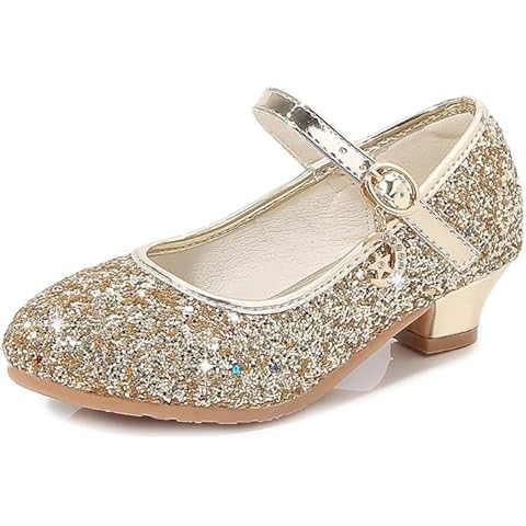 Gold Glitter Mary Jane Dress Shoes for Kids Cover