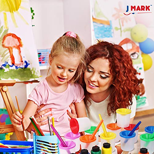J Mark Toddler Painting Set - 32-Piece All Inclusive With Spill Proof Paint Cups, Smock, Washable Tempera Paint, Brushes And Mixing - Toddler Paint Set - Safe #TOP6