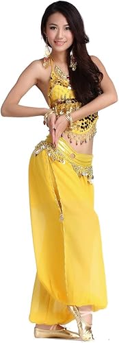 Miniatura 8 de Traje para danza árabe ZLTdream para mujeres de chifón top venda y pantalones anchos con monedas