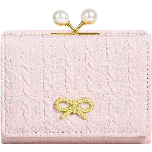 BIAOTIE Wallet Women RFID Blocking Trifold Pocket Wallet Multi Card Holder Ladies Purse Cute Wallets for Women&Girls (Pink)