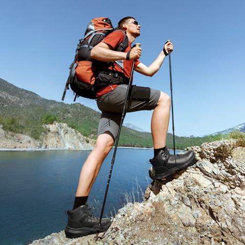 NORTIV 8 Men's Waterproof Hiking Boots Lightweight Outdoor Mid Trekking Leather Shoes DriftShield,Size 8,Black,NMUMHB2505