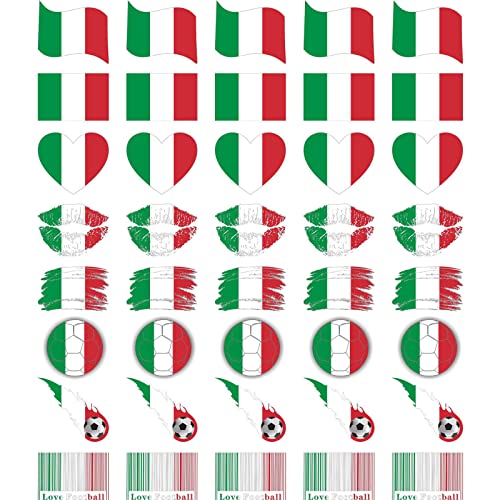 Tatouage temporaire de drapeaux de pays,40 autocollants de tatouage du drapeau italien,Autocollants de tatouage de la Coupe d'Europe pour les fans de football de la Coupe du Monde Euro 2022 Italie Cover