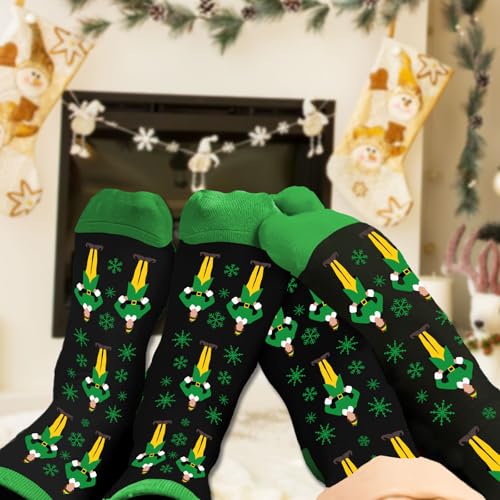 Arsemica Meias de Natal Buddy The Elf para mulheres e homens, meias divertidas de elfo, meias de tri