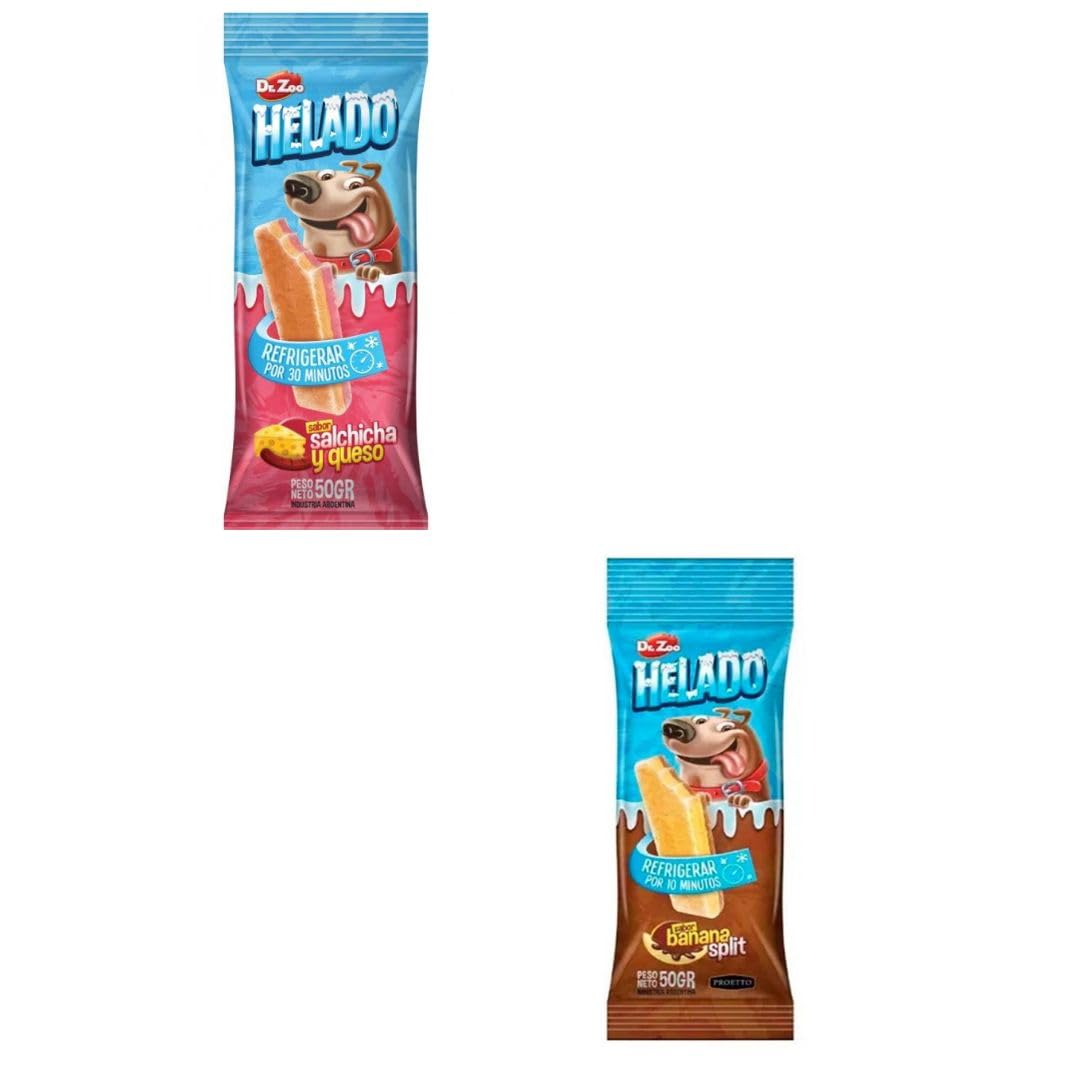 Dr.Zoo Helado para Perros 12 x 50 Gr | Varios sabores Crema, Banana Split o Salchicha y Queso | Sabrosos (12x50Gr, 6X Crema 6X Salchicha Y Queso) - 4
