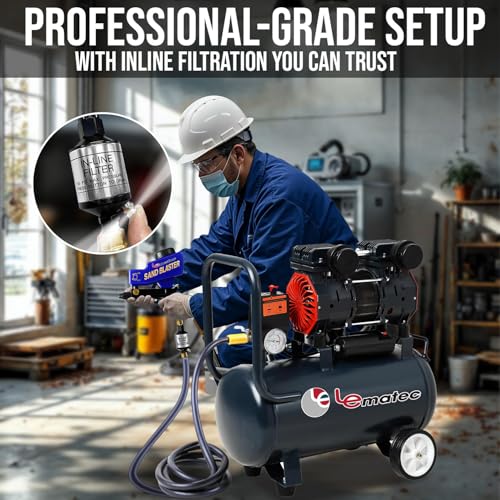LE LEMATEC Air Compressor Water Separator Generates Clean Dry Air with Drain Valve AI303 Air Compressor Filter Rated 150PSI
