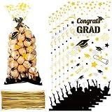 100 Pack Chuangdi Graduation Grad Cello Bag Grads Party Candy Bag Cellophane Bag Graduation Goody...