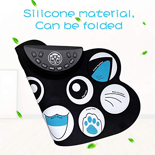 Elektronisch Drumstel Elektronische drumset, roll-up drum cartoon kat speelgoed leren draagbare pedaal pad voor Kinderen… - Image 7