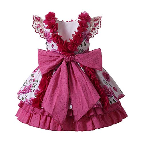 Pettigirl Girls Kids Summer Deep Pink Vintage Floral Sleeveless Boutique Clothes Toddler Lovely Birthday Party Dresses2