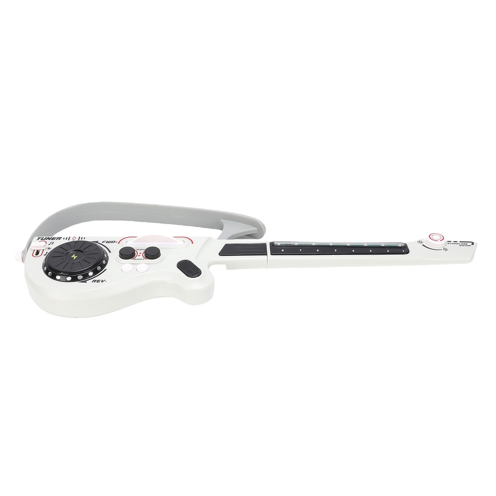 Chitarra Elettrica per Bambini, Strumento Musicale Pieghevole Senza Corde Dal Design Intelligente con Giradischi DJ Integrato, Luci LED Bluetooth per Bambini Dai 3 Anni in su (GREY)