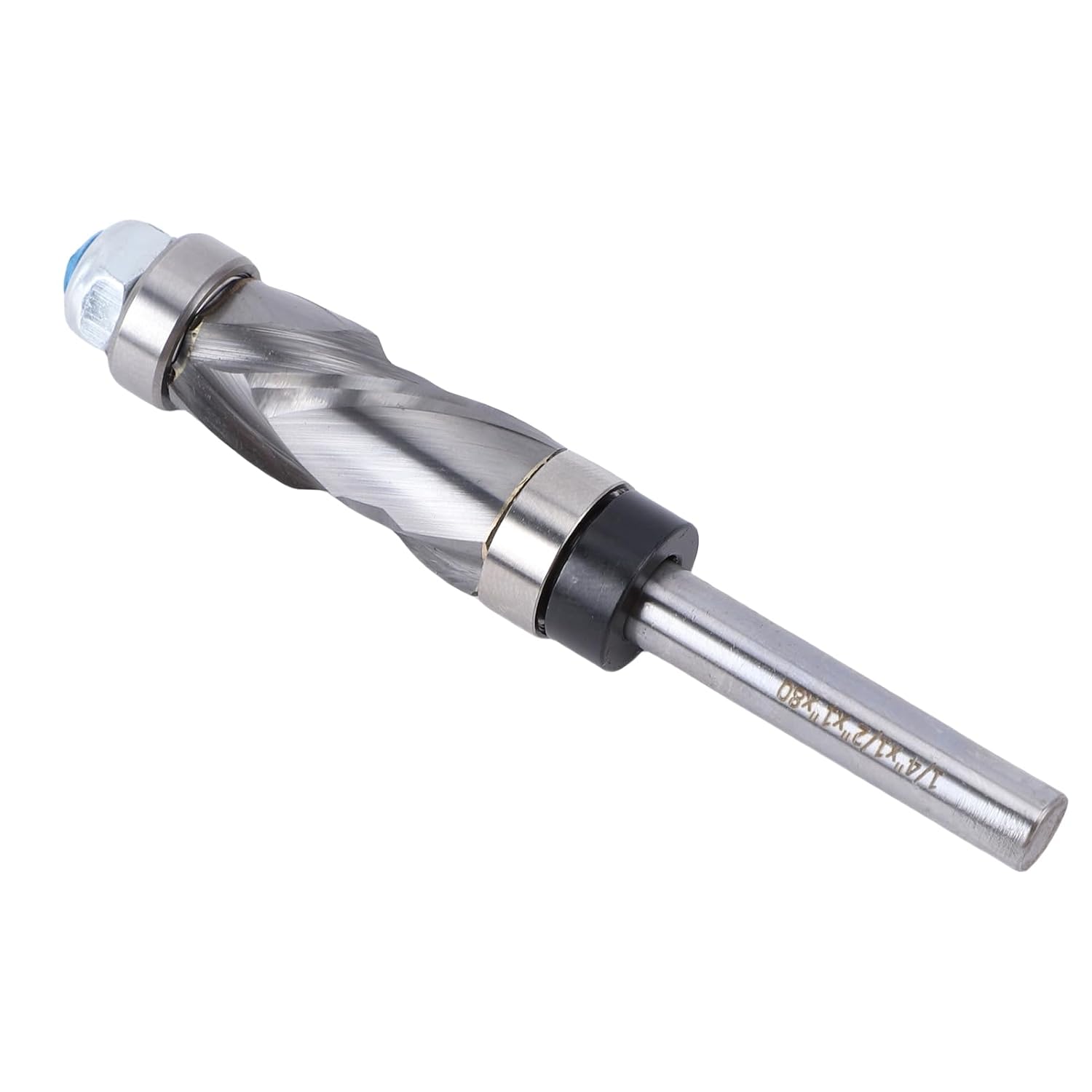 Carbide Compression Flush Trim Router Bit, Top & Bottom Bearing, Spiral Up Down Cutting Pattern, with 1/4in Shank, for Woodworking