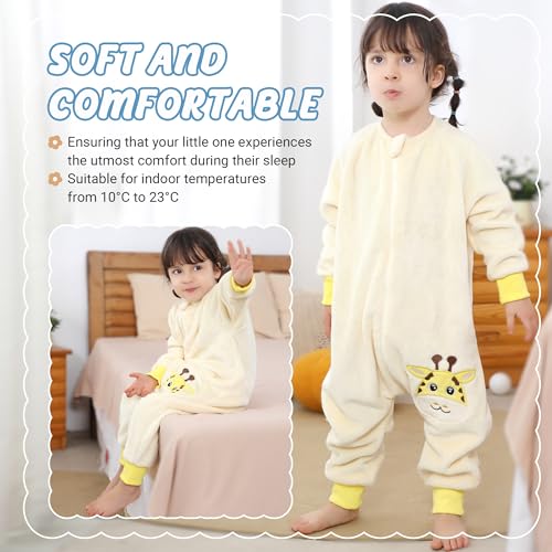 Image of MICHLEY Flannel Baby Sleeping Bag Unisex Pajamas, Long Sleeve Zipper Wearable Sleeping Sack for Autumn Winter Boys Girls