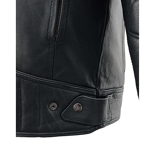 Image of Milwaukee Leather Men's Black Cowhide Quilted Pattern Scooter Style Racing Jacket MLM1545