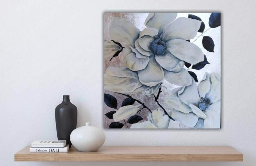 Ölbilder Auf Leinwand Handgemalt,100% Handbemalte Acrylmalerei Moderne Abstrakte Weiße Blumen Strukturiertes Kunstwerk Extra Große Wandkunstmalerei Für Wohnzimmer Bürodekorationen