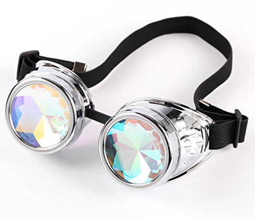 Steampunk Goggles with Rainbow Crystal Glass Lens Kaleidoscope Goggles Perfect for Halloween,Cosplay,Photo Prop,Outdoor Sports Steampunk Goggles with Rainbow Crystal Glass Lens Kaleidoscope Goggles Perfect for Halloween,Cosplay,Photo Prop,Outdoor Sports