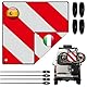 Rppiup Warntafel Fahrradträger, 2 in 1 Aluminium Warntafel Italien Spanien mit 4 Spannseile,Reflektierend Rot Weiß Warntafel Italien Fahrradträger 50x50cm für Fahrradträger,Heckanhänger,Auto,Wohnmobil