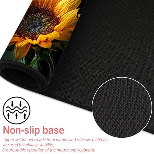 Image of Nuxovilar Professional Large Mouse Pad & Computer Game Mouse Mat (35.4x15.7IN, Bright Sunflower Bouquet Art) (90 * 40cm Sunflower Bouquet)