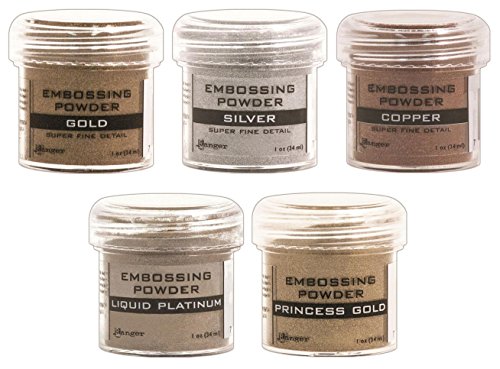 Poudre à embosser Gold, Silver et Platinum pour reflets métallisés parfaits