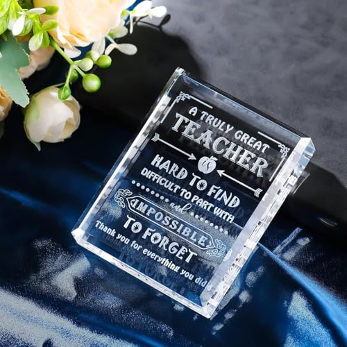 Image of Teacher Gifts for Women Men Crystal Keepsake, Laser Engraved Teachers Appreciation Gifts Ideas, Best Teacher Ever Gift for Graduation Christmas