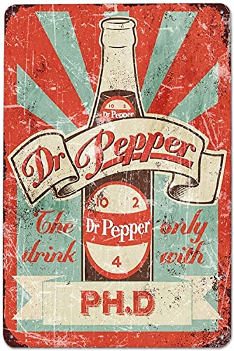 Dr Pepper Bar Funny Tin Signs Outdoor Wall Plaques Vintage Room Decor Signs Man Cave Decor Whiskey Bar Vintage Decor Signs Size: 11.8 X 7.8 Inches #TOP8