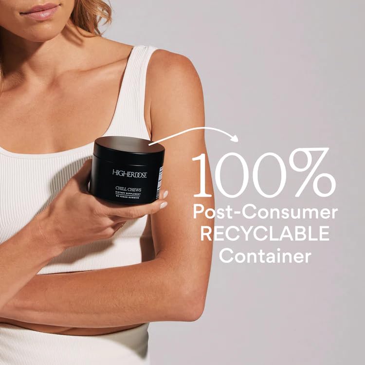 HigherDOSE CHILL Chews - Stress Management Gummies to Help Relax - Magnesium Citrate, Ashwaganda, & High-Performance Adaptogenic Mushroom Blend for Greater Calm & Rest - 90 Calming Gummies for Adults