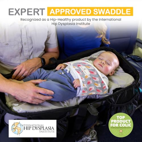 Image of Anna & Eve Baby Swaddle Strap for Newborns and Infants - 100% Cotton, No Overheating - The Original Arms Only - Adjustable Small Size Swaddle, Fits Chest 13.5 inch to 17 inch - Owls Grey /Pink