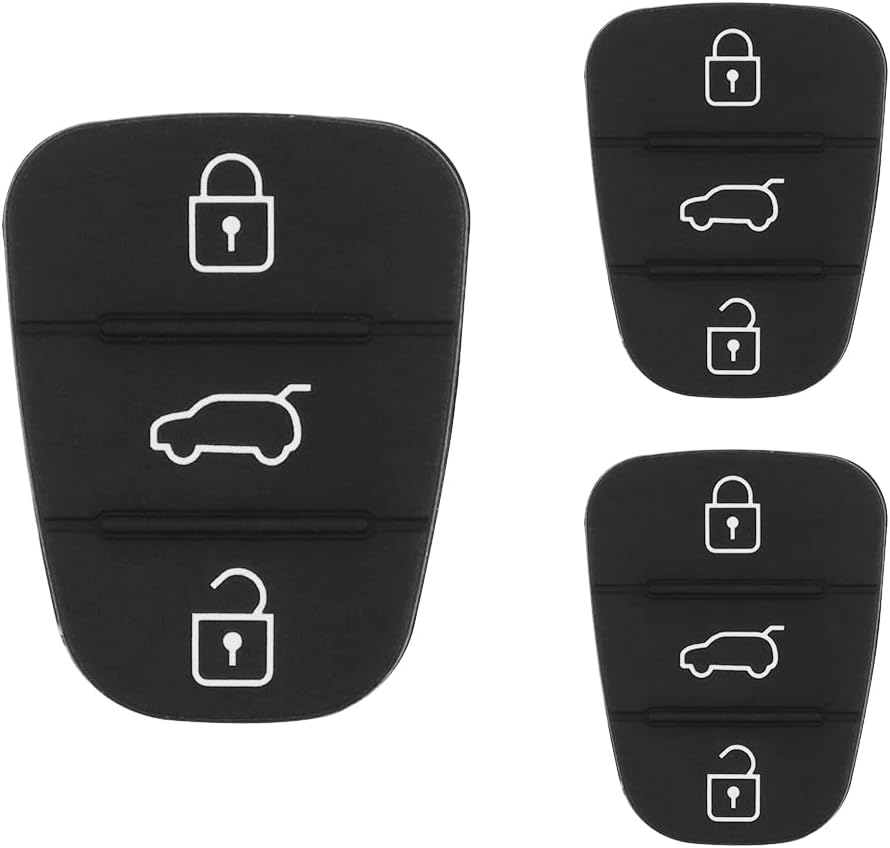 SPTwj2 Pack 3-Button Car Key Rubber Buttons Pads Remote Control Car Key Case Replacement Compatible with Kia Sportage Ceed Soul Venga Hyundai i10 i20 i30 ix20 ix35 Auto Car Key Fob Cover