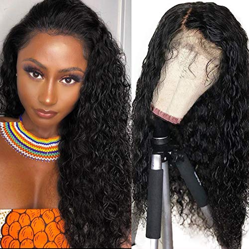 180% Density Black Lace Front Wigs with Baby Hair Glueless Loose Curly Wigs for Women 18 Inch