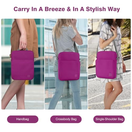 Image of Dadanism 9-11 Inch Tablet Sleeve Bag Carrying Case with Shoulder Strap for iPad (A16) 11 inch, iPad 10th Gen 10.9 inch, iPad Air M4 /Pro M5 11 inch, iPad 9 /8 /7th 10.2 inch, Galaxy Tab A11+ Plus 11 inch, Fuchsia