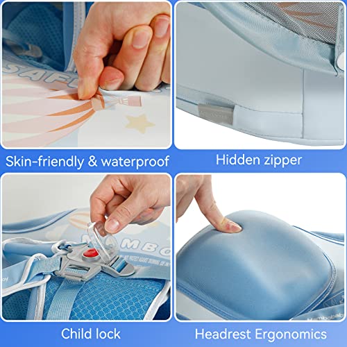 Genteaco Newest Mambobaby Baby Swim Float With Canopy 3-24 Months Non-Inflatable Infant Floats For Pool Add Tail Avoid Flip Skin-Friendly Material For Toddler Boys Girls(Blue) #TOP4