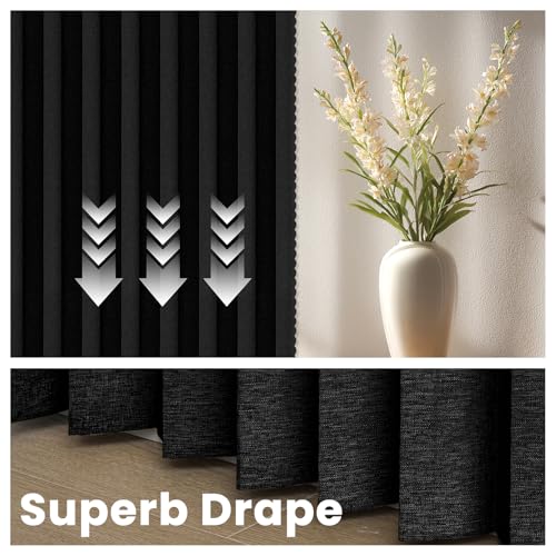 Image of AJAZZ Blackout Accordion Door Curtain 1 Panel 98 inchx106 inch Black - Magnetic Folding Room Divider, No-Drill Sliding Patio Closet